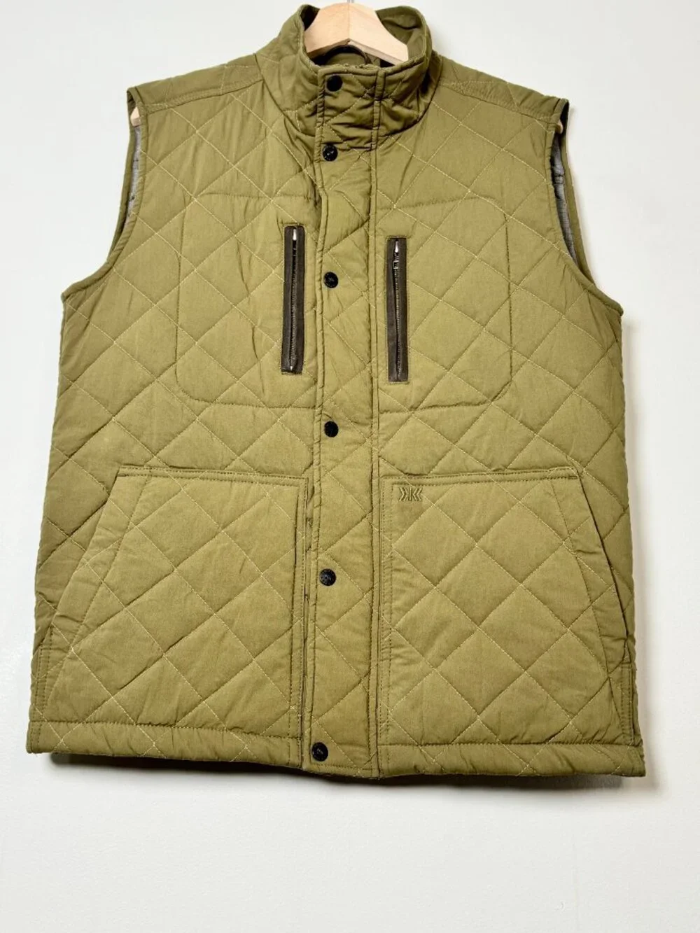 Dakota Grizzly Men's Nicco Stretch Quilted Western Olive Green Vest Sz M